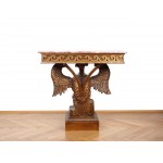 Top console table in the style of the Russian Empire, Wood carved and bronzed, Marble slab