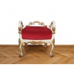 Baroque stool with side rests, Around 1860, Wood carved, painted white & gold-gilded