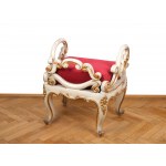 Baroque stool with side rests, Around 1860, Wood carved, painted white & gold-gilded