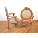 Five-piece seating set: 1 bench & 4 armchairs, Louis XVI style around 1900