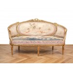 Five-piece seating set: 1 bench & 4 armchairs, Louis XVI style around 1900