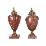 Brûle Perfume Vase Pair, Red marble, Bronze mount