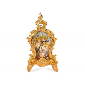 Viennese enamel clock, Around 1900, Bronze gold-plated