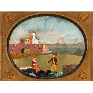 Pietra Dura, Mediterranean scene, 18th century