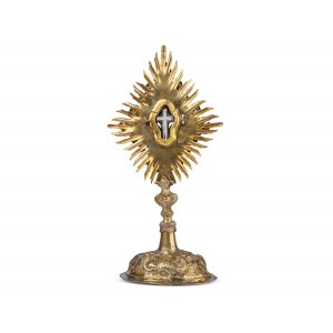 Reliquary monstrance, Cross with seal, Silver? Gold-plated
