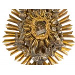 Reliquary monstrance, St. Prokop, with reverse seal, Brass gold & silver-plated