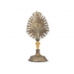 Reliquary monstrance, St. Prokop, with reverse seal, Brass gold & silver-plated