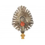 Reliquary monstrance, St. Prokop, with reverse seal, Brass gold & silver-plated