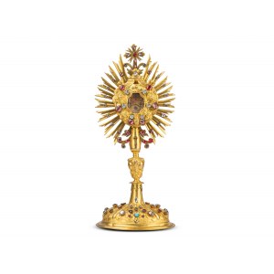 Reliquary monstrance, S. Crucis and St. Francis, with reverse seal, Brass gold-plated