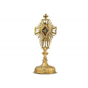 Reliquary monstrance, Monastery work, Brass gold-plated