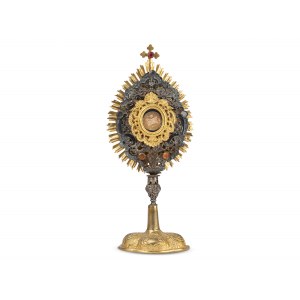 Reliquary monstrance, St. Rupert and St. Virgil, Brass gold-plated, with silver applications