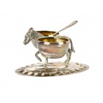 Spice Barrel in the Shape of a Transport Donkey with Spoon, Silver marked