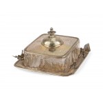 Lidded box, Dated 1882, Silver with glass insert
