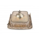 Lidded box, Dated 1882, Silver with glass insert