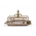 Lidded box, Dated 1882, Silver with glass insert