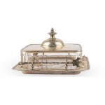 Lidded box, Dated 1882, Silver with glass insert