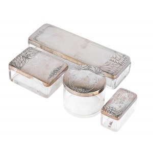 Toiletry set: 4 lidded boxes, Art Nouveau, 1900/10
