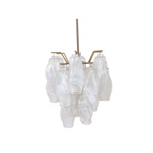 Designerluster, 1960s/70s, Brass with glass hanging