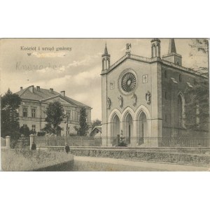 Krzeszowice - Kościół i urząd gminny, ok. 1915