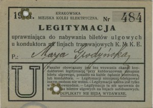 Legitymacja uprawniająca do nabywania biletów ulgego, Kraków, 1914