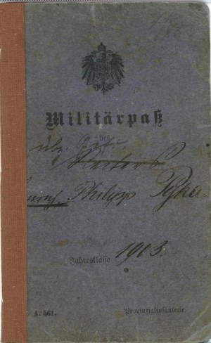 Livret militaire, Galice, publié en 1903
