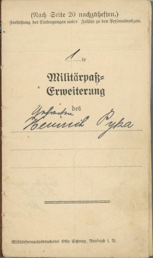 Libretto militare, Galizia, emesso nel 1903