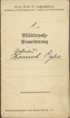 Książeczka wojskowa, Galicja, wyd. 1903
