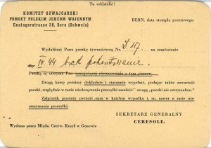 Oflag II C Woldenberg (Dobiegniew) - Comité suisse d'aide aux prisonniers de guerre polonais, 1941