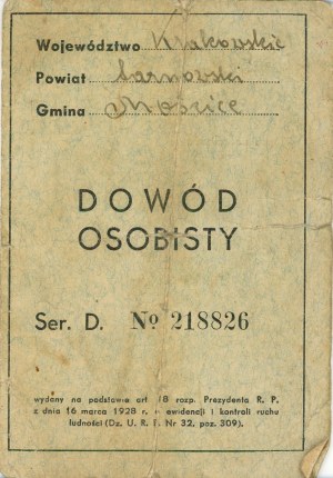 ID card, Moscice. 1939