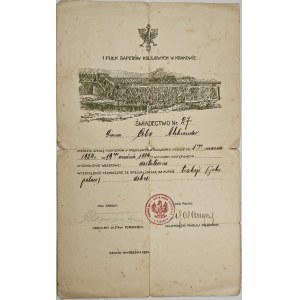 1. Pułk Saperów Kolejowych w Krakowie - Świadectwo ukończenia szkoły podoficerów, 1924