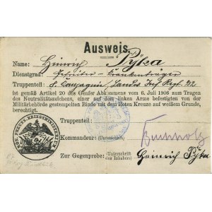 Ausweis [Identyfikator wojskowy], Niemcy, ok. 1906