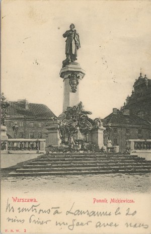Warsaw - Mickiewicz monument, circa 1900.