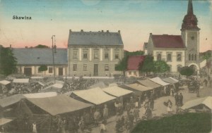 Skawina - Trhové námestie počas nákupného dňa, okolo roku 1915.