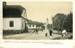 Ustroń - katolický kostel, ulice, 1902.