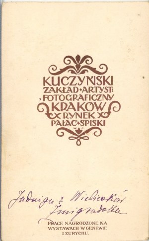 Jadwiga Żmigrodzka z Wieliczky, Krakov, foto Kuczyński, okolo roku 1905.