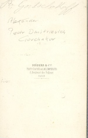 Gorchakov Peter, général russe, Diserdi, Paris, vers 1863