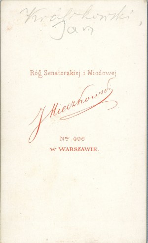 Jan Królikowski, Varšava, fotografia J. Mieczkowského, okolo roku 1875.