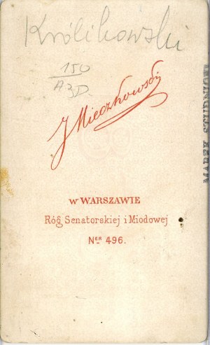 Królikowski Jan, Varšava, fotografie J. Mieczkowského, 1876.