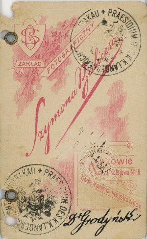 Grodyński Wilhelm - Podgórze, pass, photo by Balicer, Krakow, ca. 1900.