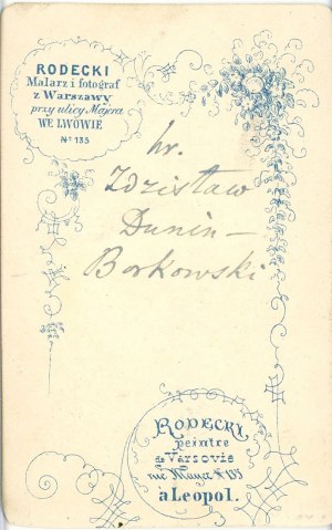 Dunin-Borkowski Zdzislaw, count, Lviv, photo by Rodecki, ca. 1865