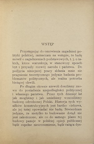 Bartoszewicz Joachim - Zagadnienia polityki polskiej. Warszawa 1929 Nakł. Tow. Wyd. Patria.