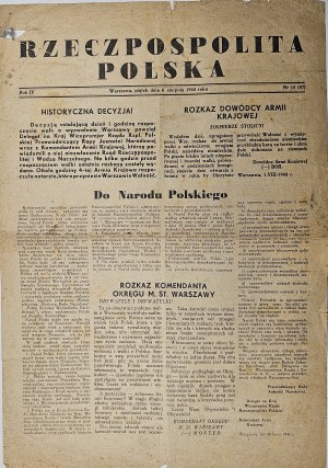 [Warschauer Aufstand] Republik Polen, 4.8.1944.