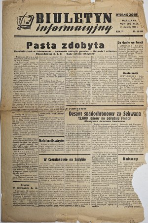 [Varšavské povstanie] Informačný bulletin, 21.8.1944.