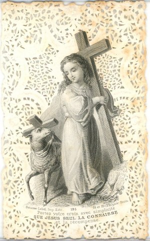 Gedenkstein I. Commemorative St. Jesus trägt das Kreuz.