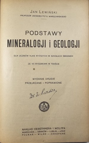 Lewiński Jan - Podstawy mineralogji i geologji. Varšava [1925] Nakł. Gebethner & Wolff. Väzba Mikołaj Krzywiecki.