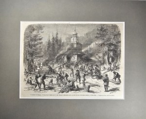 Powstanie styczniowe - Polacy palą grecki kościół przy drodze do Nowogródka, 1863