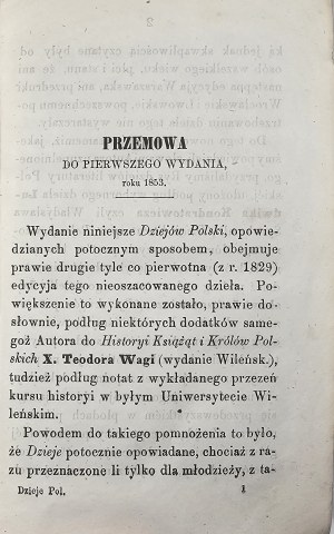 [Lelewel Joachim] - Dzieje Polski które stryj synowcom swoim opowiedział, przez ... Augmenté d'additions, et Rys histori literatury polskiej par L[eon] R[ogalski]. Avec 12 cartes et des tableaux généalogiques. Ed. 4. Varsovie 1863