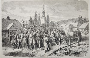 Lednové povstání - odchod dobrovolníků z Grodna do povstalecké armády, 1863