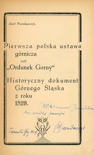 Piernikarczyk Józef - Pierwsza polska ustawa górnicza czyli 