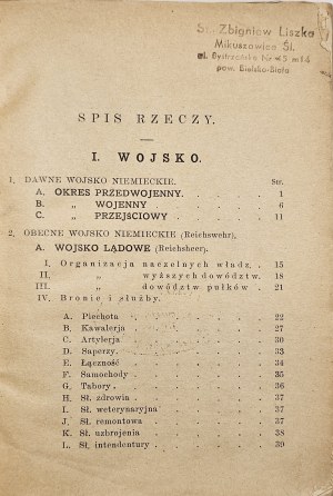 [Szymański Antoni] Mars - Siły zbrojne Niemiec. Varsovie 1931 Wojskowy Instytut Naukowo-Wydawniczy.